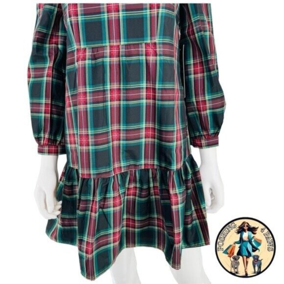 Tuckernuck NEW Palmerston Tartan Plaid Drop Waist Long Sleeve Mini Dress Size S - Picture 10 of 16